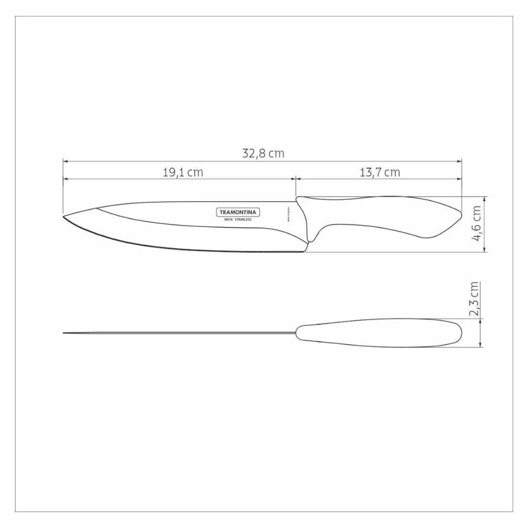 Faca Chef Tramontina Affilata Lâmina Aço Inox Cabo Polipropileno 8"