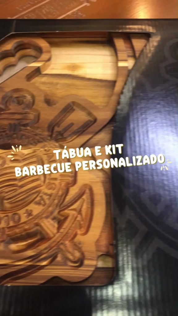 Kit Tábua de Madeira + Garfo e Faca para Churrasco Personalizado Nome Presente Dia Dos Pais