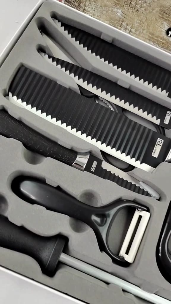 Conjunto de Facas Kit Churrasco Profissional Em Inox 8 Peças Faqueiro Lâminas Afiadas para Cortes