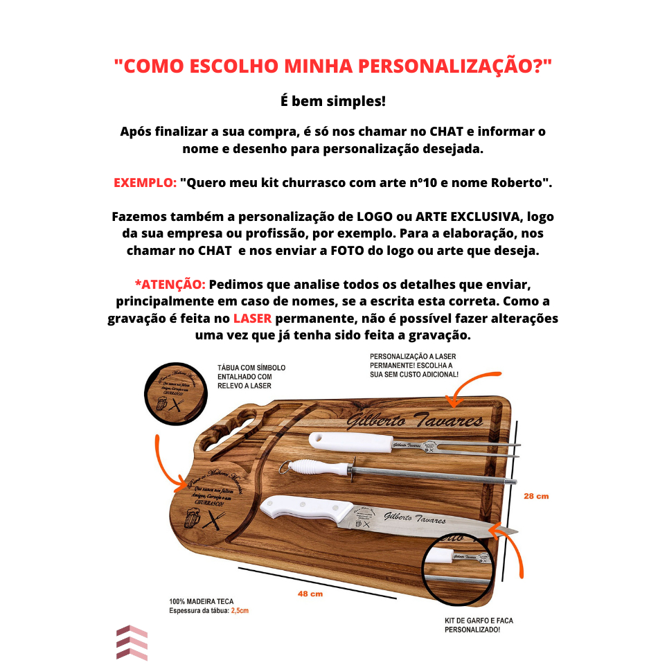 Kit Churrasco Completo Personalizado Time Tábua com Utensílios