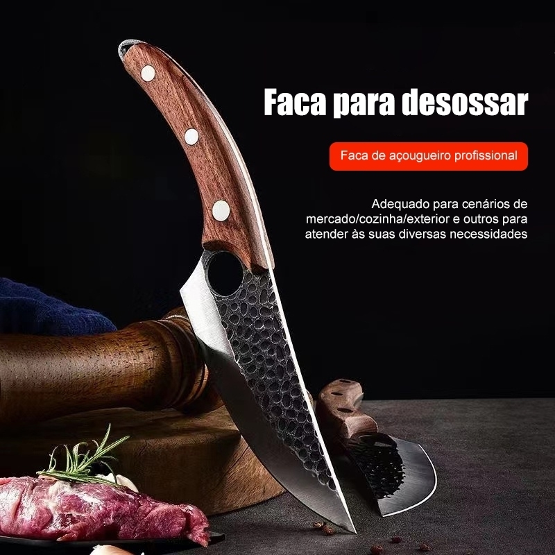 Faca churrasco Artesanal Personalizada Afiada aço inox cirúrgico com bainha em couro legítimo