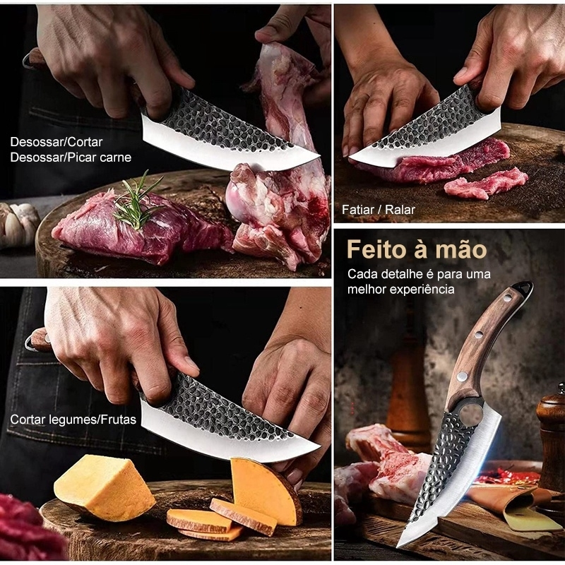 Faca churrasco Artesanal Personalizada Afiada aço inox cirúrgico com bainha em couro legítimo