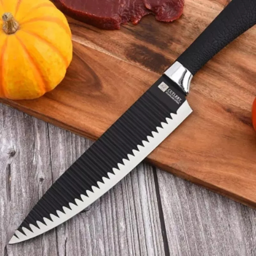 Conjunto de Facas Kit Churrasco Profissional Em Inox 8 Peças Faqueiro Lâminas Afiadas para Cortes