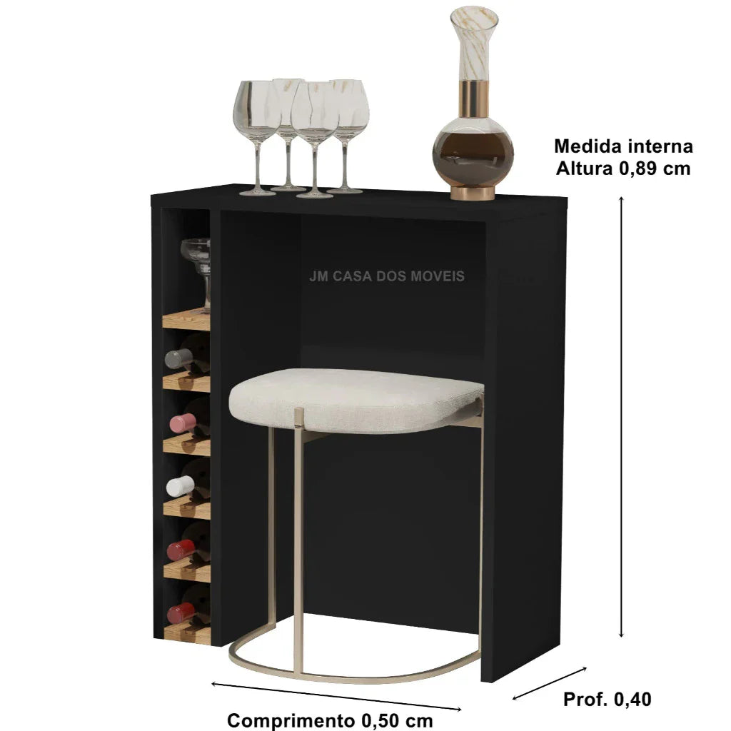 Aparador Adega Bar Para Cervejeira Preto Com  Nature - Lojas GB