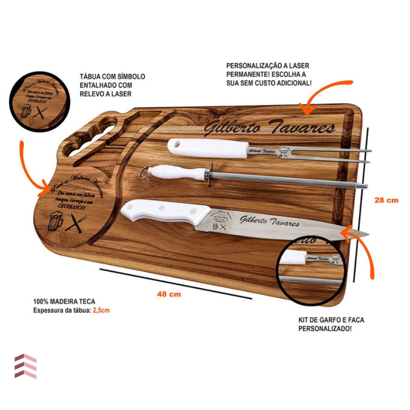 Kit Churrasco Completo Personalizado Time Tábua com Utensílios