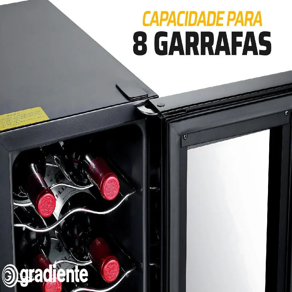 Adega De Vinhos 8 Garrafas Display Digital Gradiente Bivolt